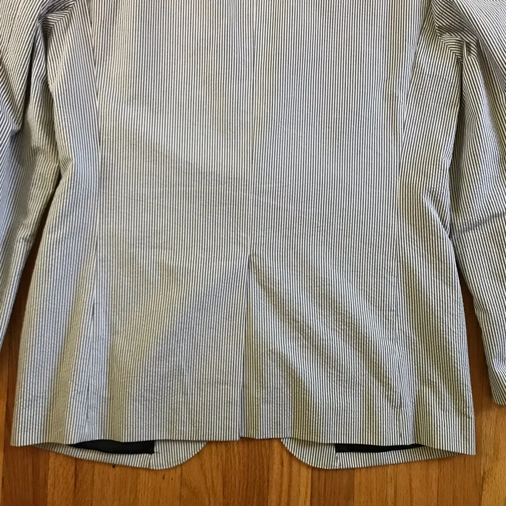J. Crew Ludlow X Three Looms Light Gray & White Striped Seersucker Blazer 42L